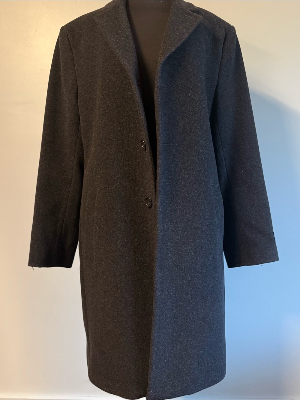 Hathaway Platinum Men's Wool-Cashmere Pea Coat in Charcoal